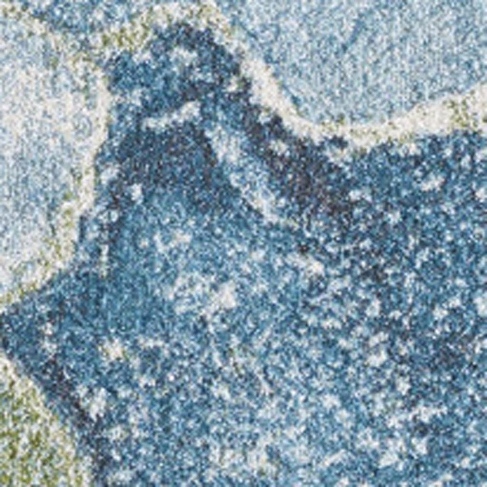 8' X 11' Teal Blue Green And Ivory Abstract Area Rug