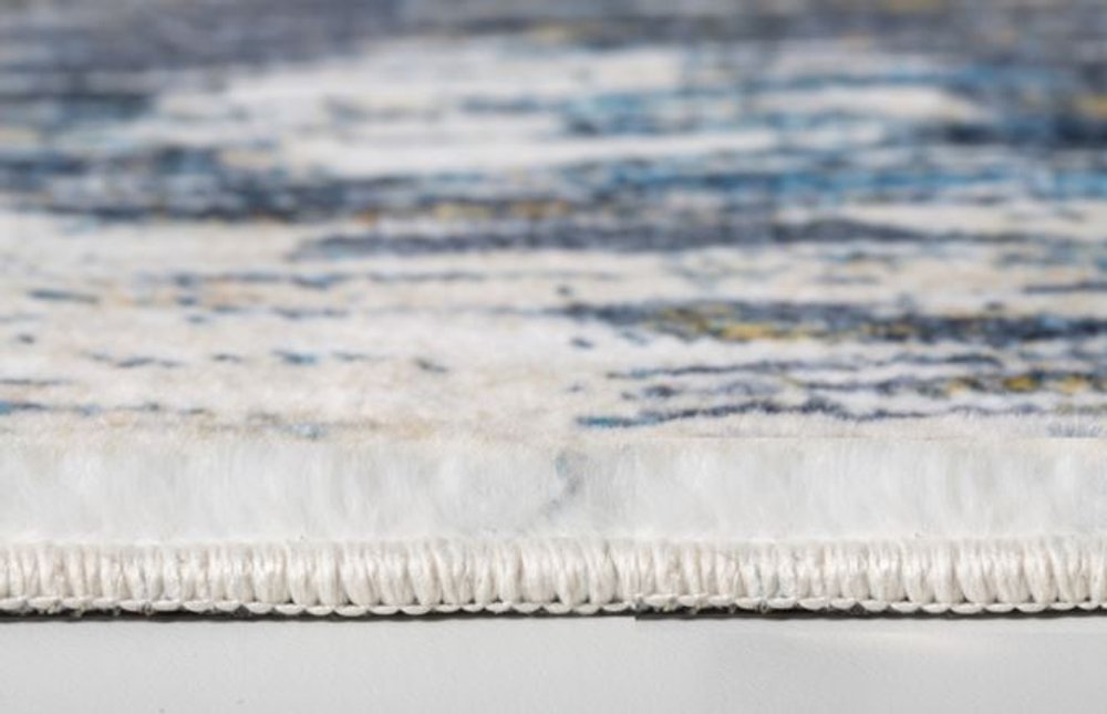 6' X 9' Blue and Gold Abstract Area Rug
