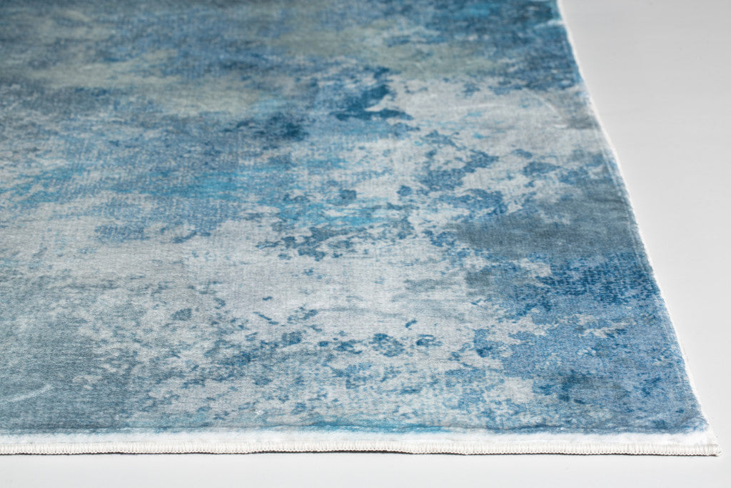 5' X 8' Blue Abstract Dhurrie Area Rug