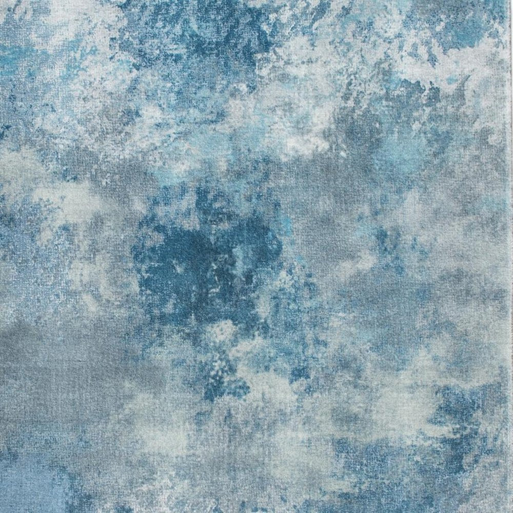 8' X 10' Blue And Ivory Abstract Area Rug