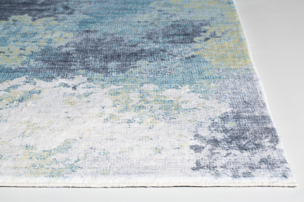 8' X 10' Blue and Ivory Abstract Area Rug