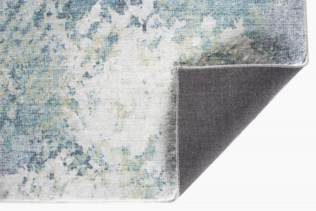 8' X 10' Blue And Ivory Abstract Dhurrie Area Rug