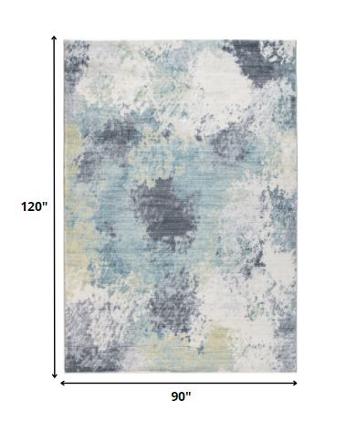 8' X 10' Blue and Ivory Abstract Area Rug