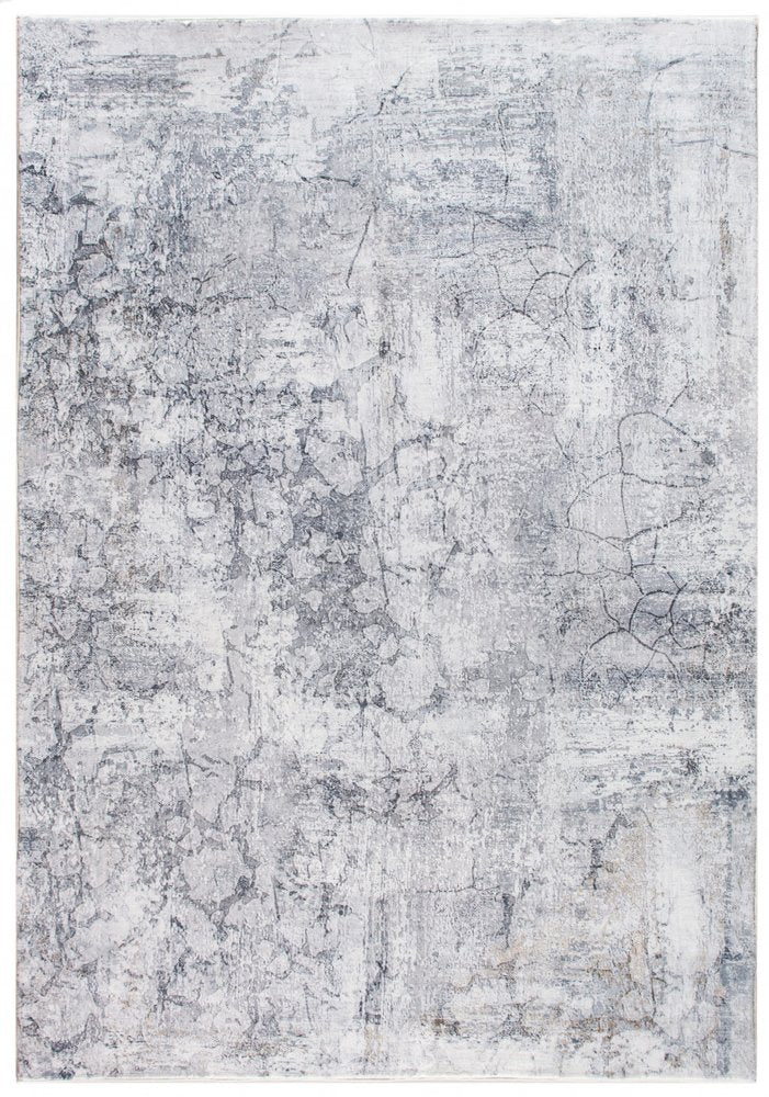 8' X 10' Gray And Ivory Abstract Area Rug