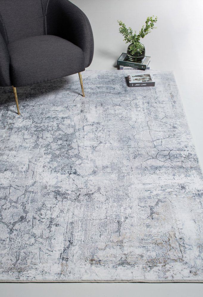 8' X 10' Gray And Ivory Abstract Area Rug