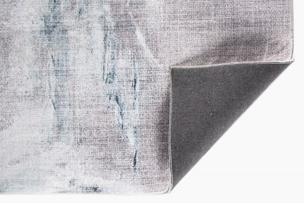 8' Sand Ivory And Black Abstract Runner Rug