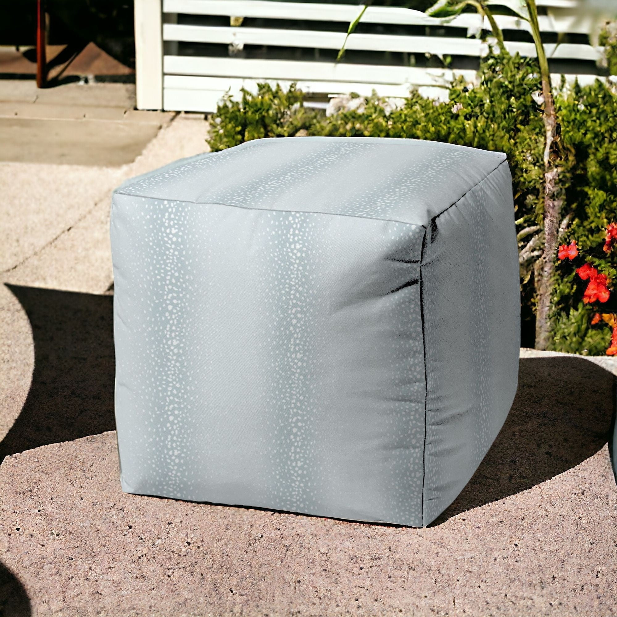 17" Blue Cube Indoor Outdoor Pouf Cover