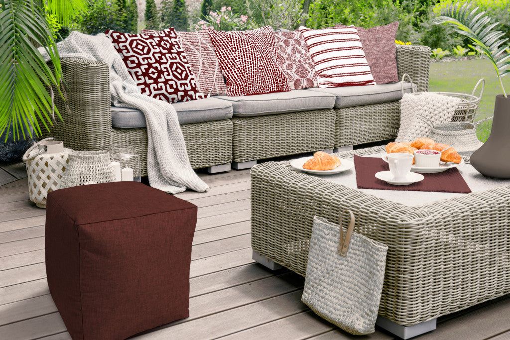 17" Taupe Cube Indoor Outdoor Pouf Cover