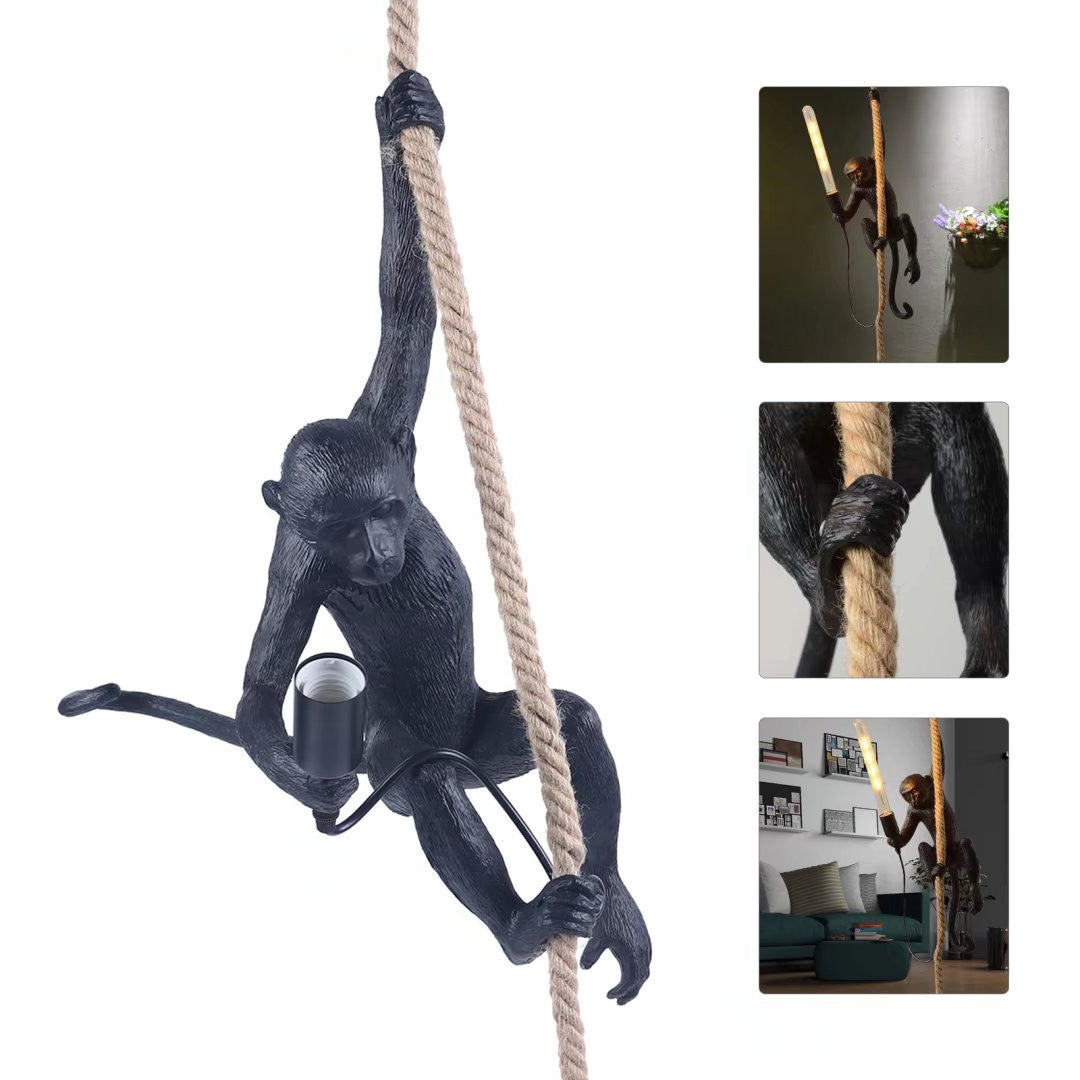 Hanging Monkey on a Rope Pendant  Lamp
