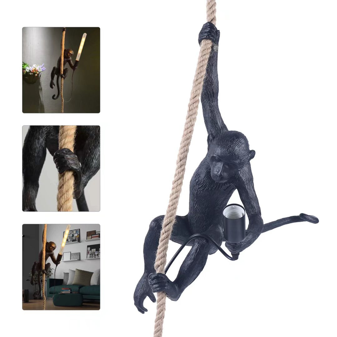 Hanging Monkey on a Rope Pendant  Lamp