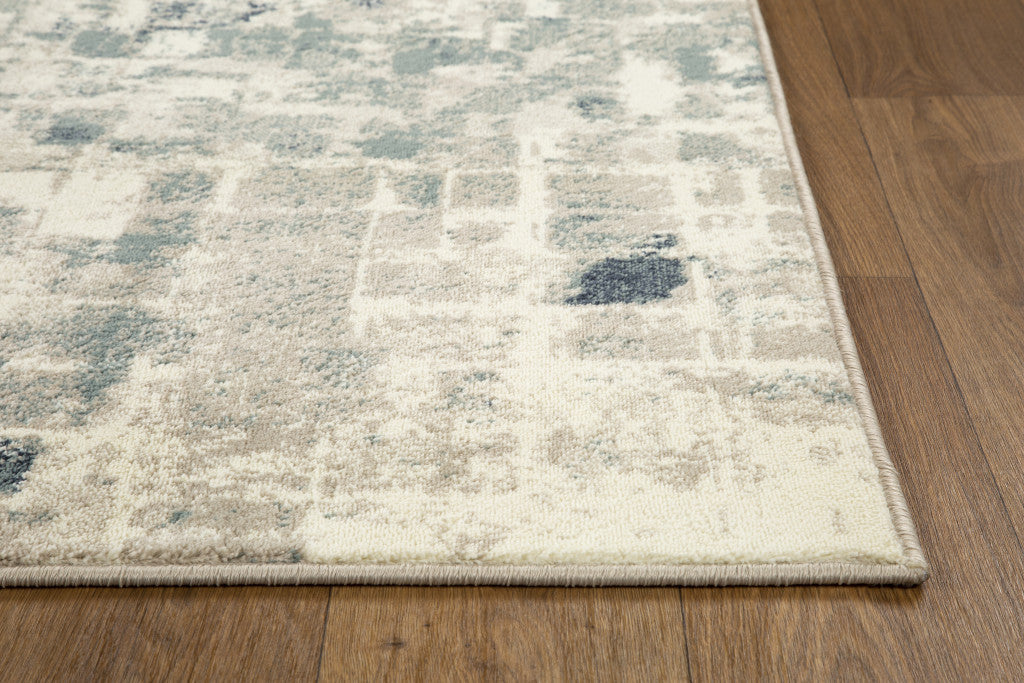 3' X 5' Blue And Beige Abstract Dhurrie Area Rug