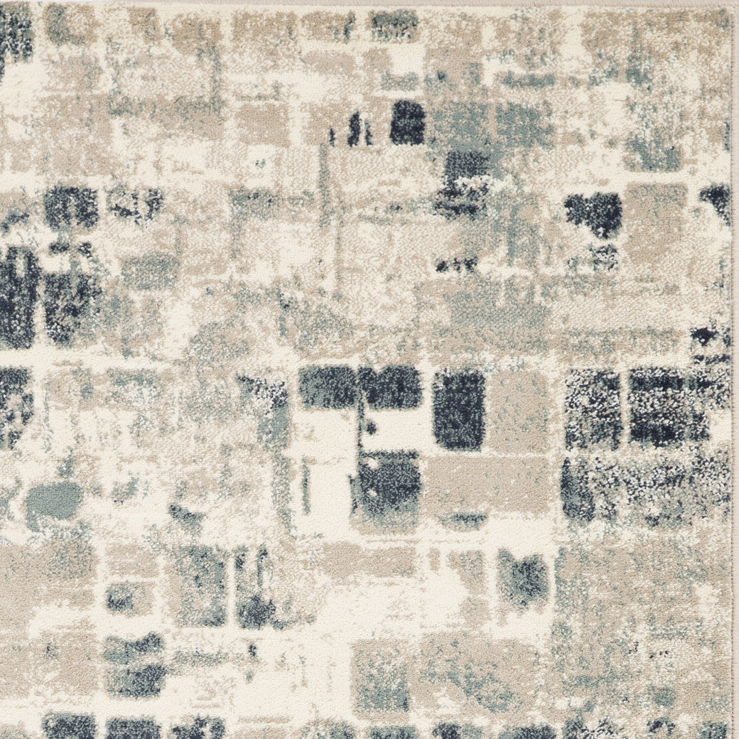 3' X 5' Blue And Beige Abstract Dhurrie Area Rug
