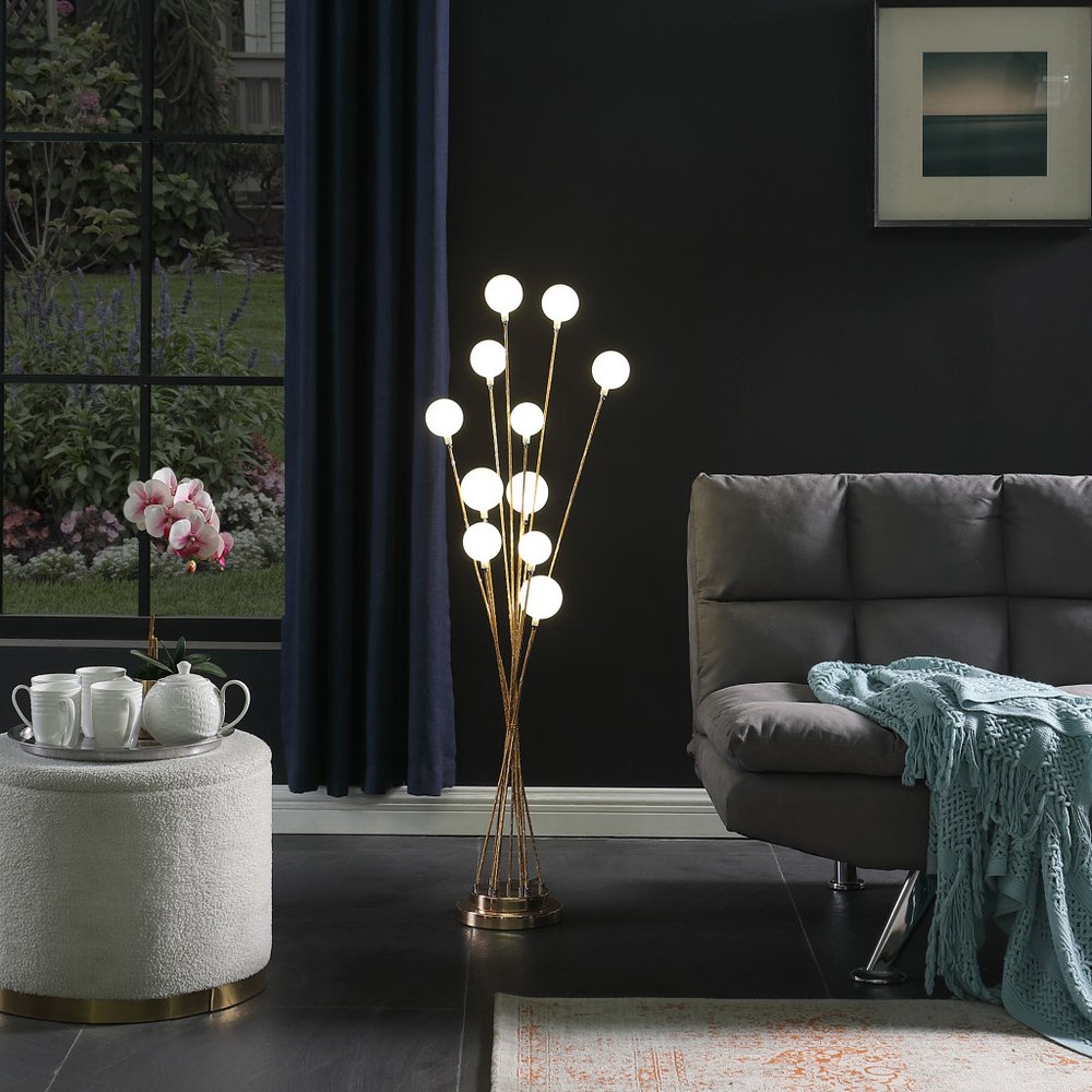 46" Gold 11 LED Novelty Floor Lamp With White