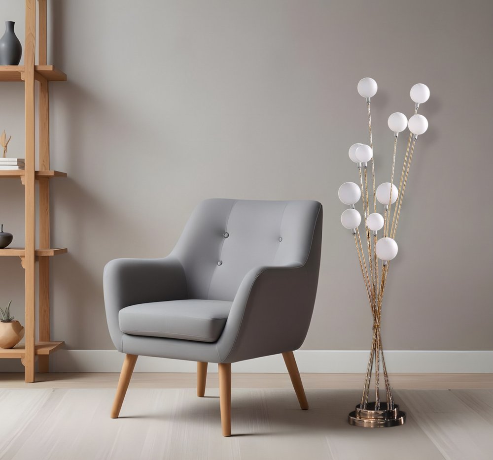 46" Gold 11 LED Novelty Floor Lamp With White