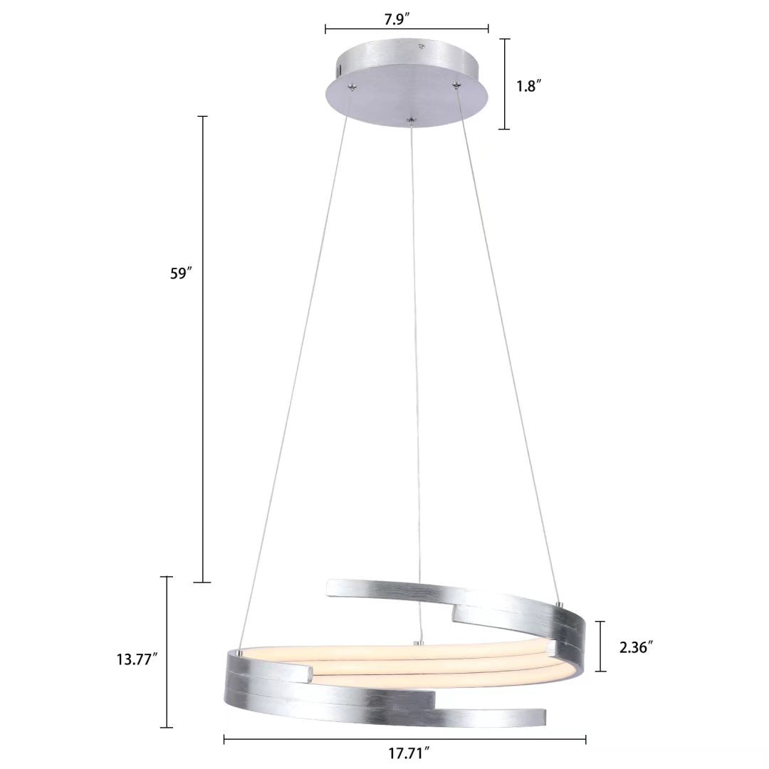 Contemporary Silver LED Circular Spiral Chandelier