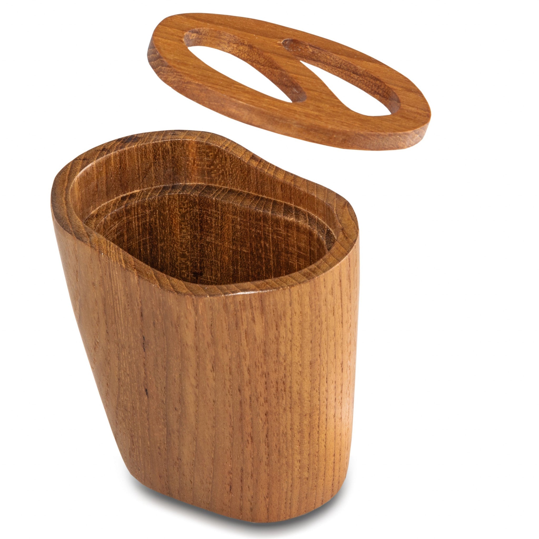 Traditional Solid Teak Oval Toothbrush Holder