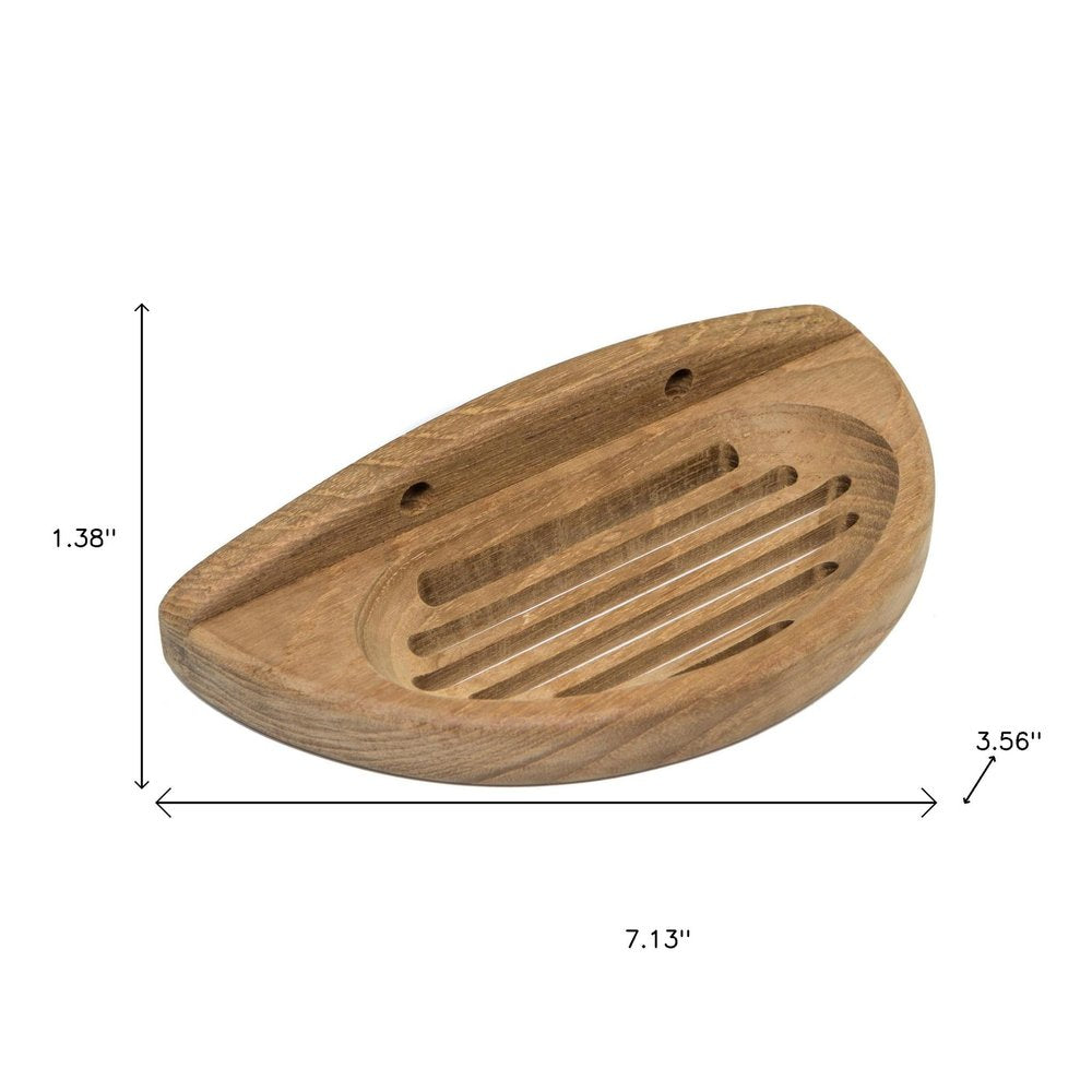 Traditional Solid Teak Wall Mount Oval Soap Dish