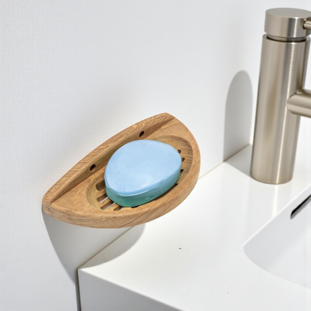 Traditional Solid Teak Wall Mount Oval Soap Dish