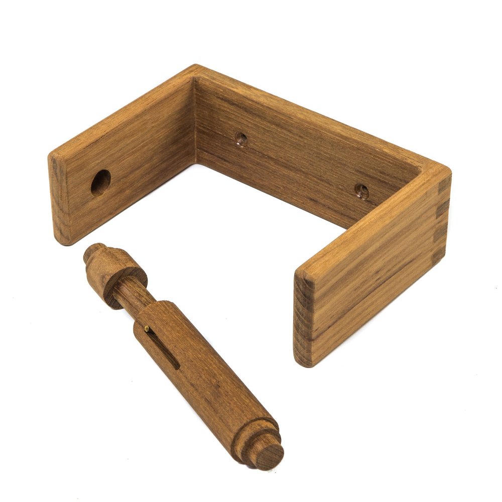 Traditional Solid Teak Wall Mount Toilet Paper Holder