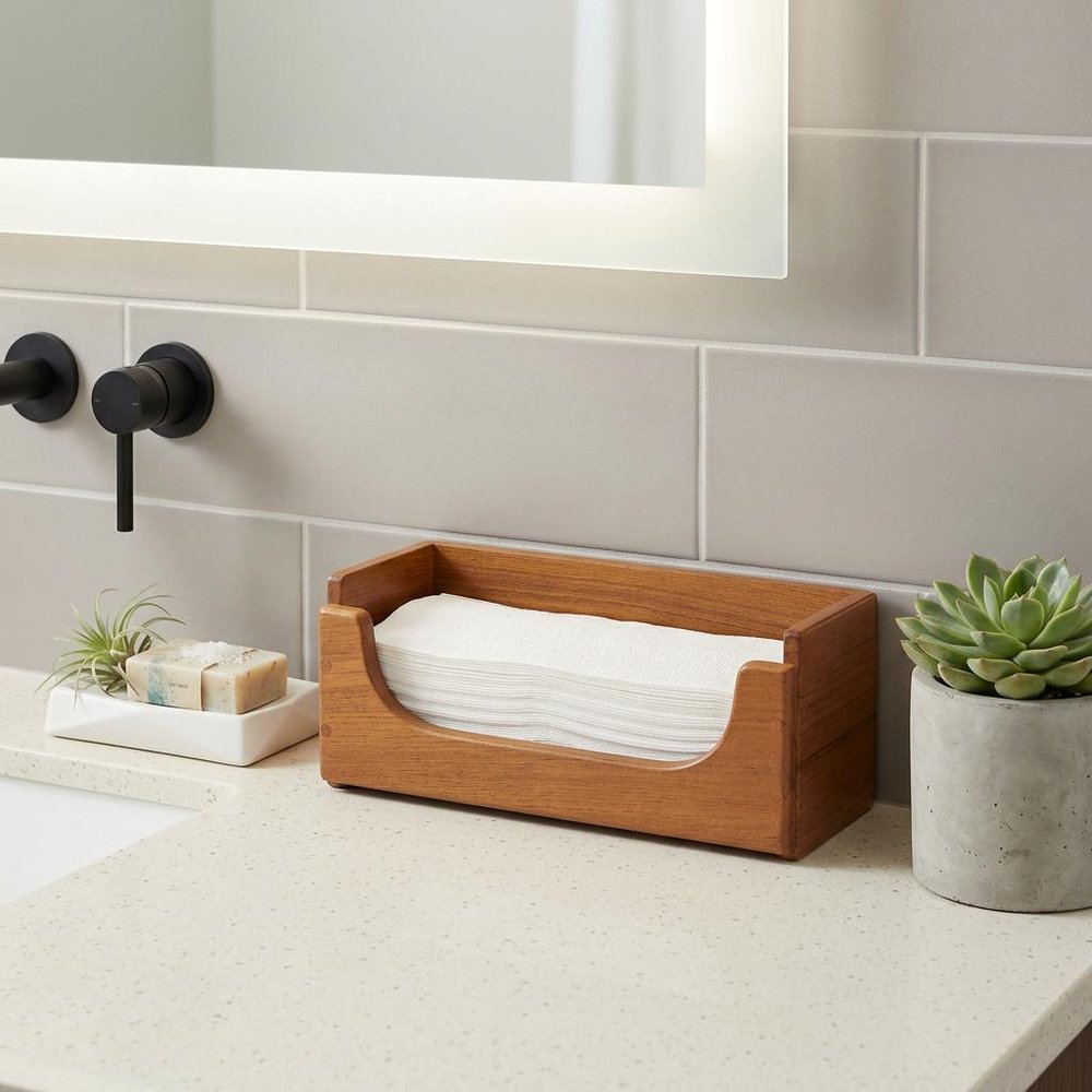Traditional Solid Teak Guest Paper Towel Holder