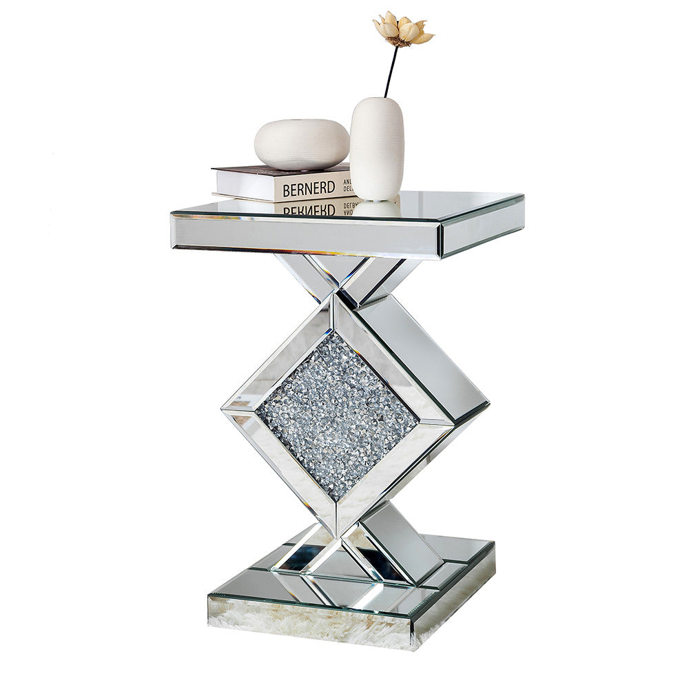 Diamond Silver Mirrored Side Table