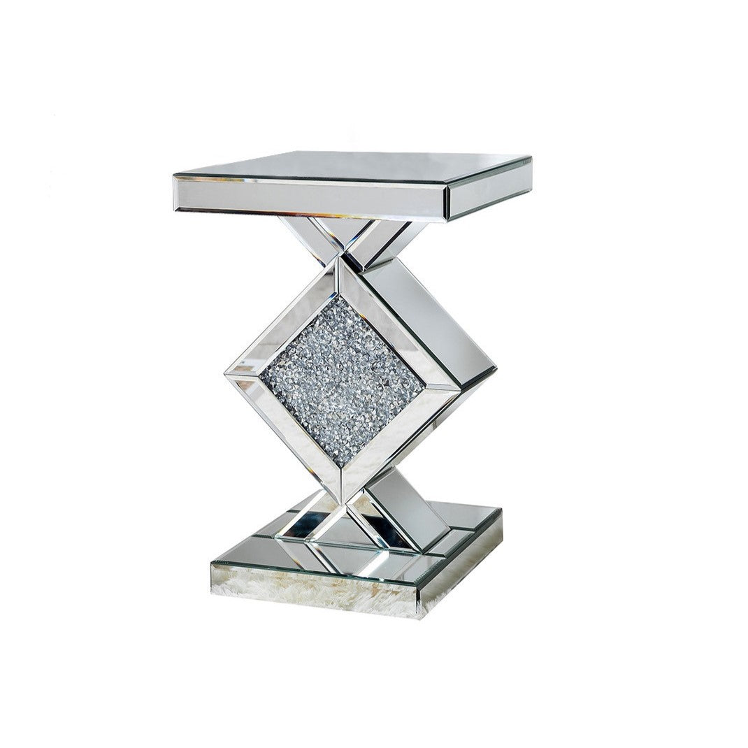 Diamond Silver Mirrored Side Table