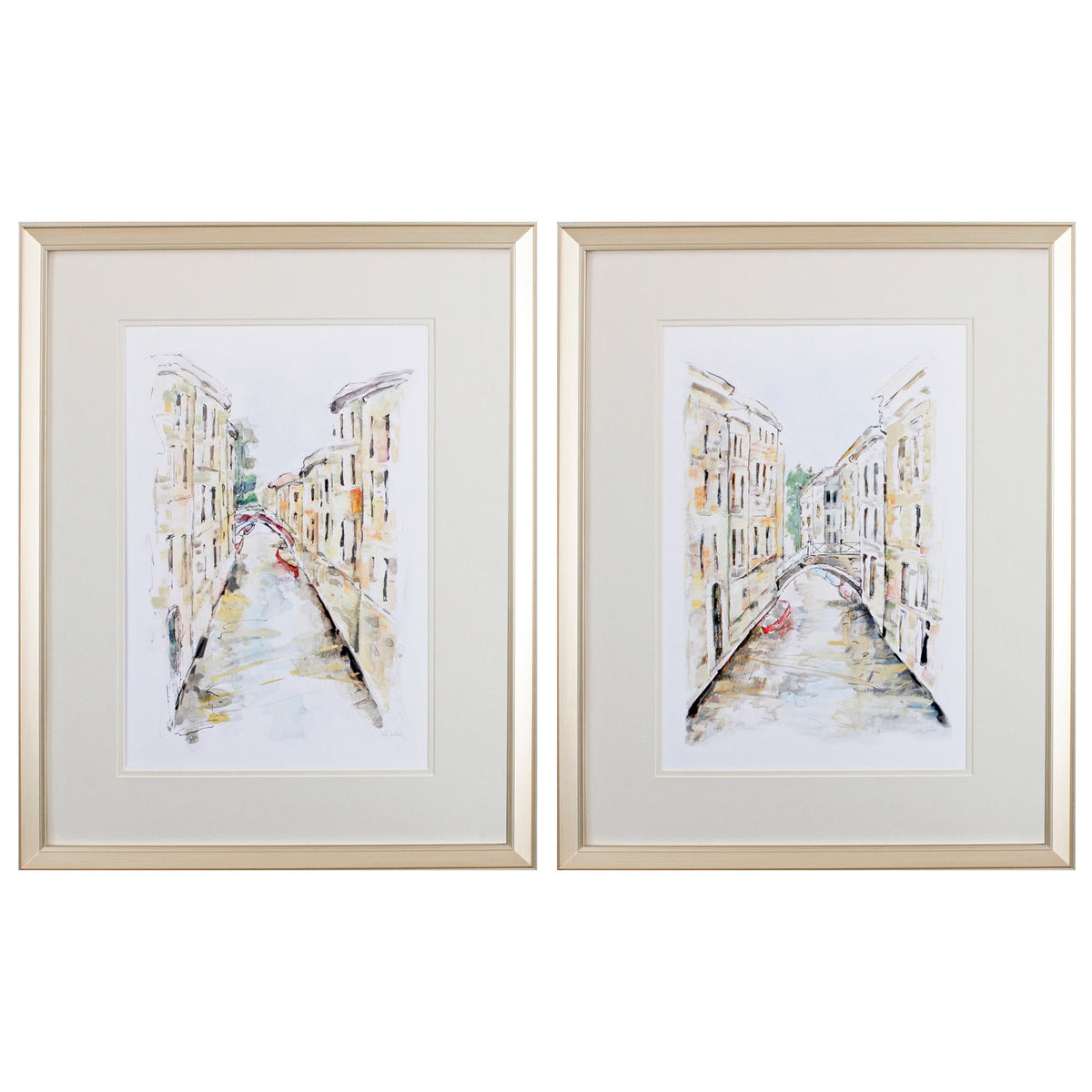 Set of Two Brown Streets of Venice Framed Art