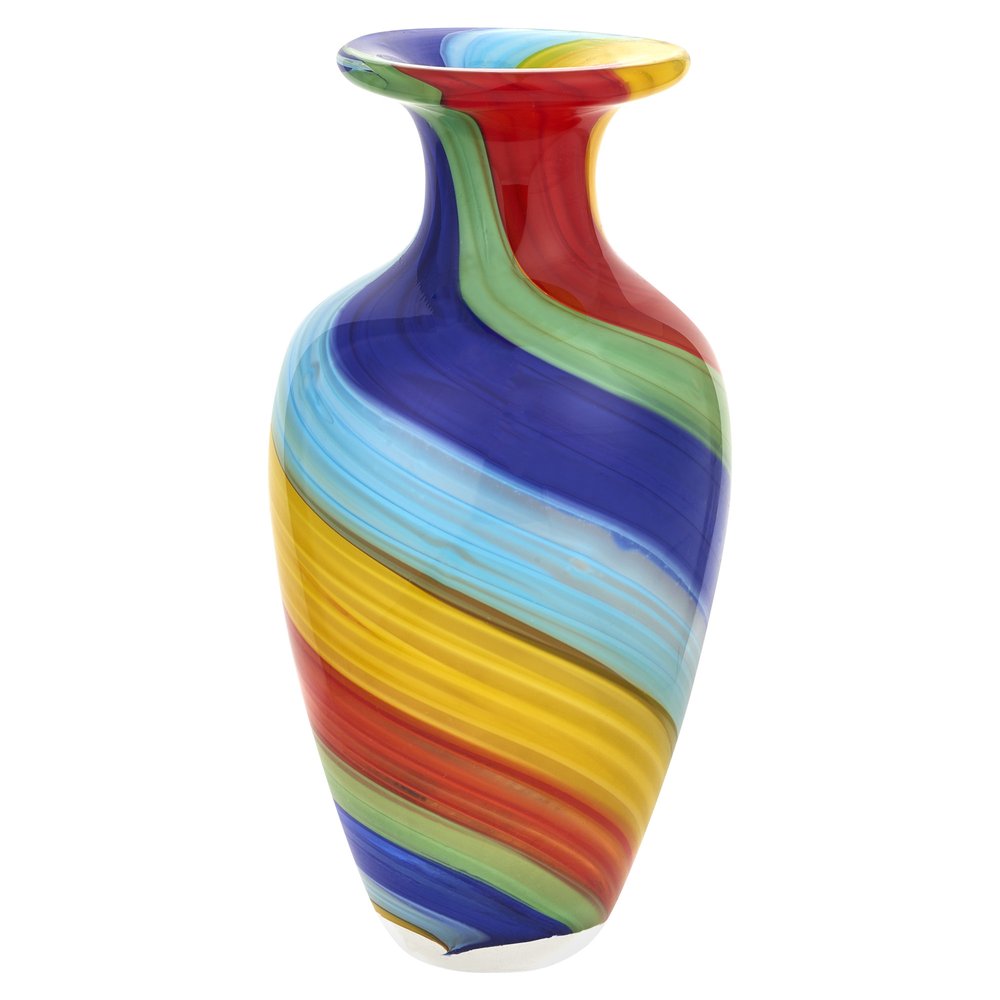 10" Rainbow Abstract Murano Style Glass Table Vase
