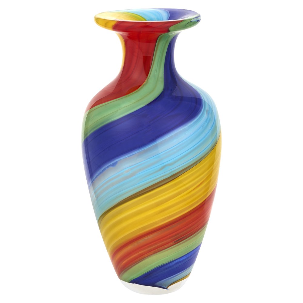 10" Rainbow Abstract Murano Style Glass Table Vase