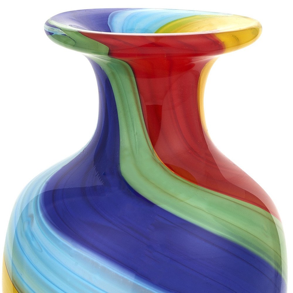 10" Rainbow Abstract Murano Style Glass Table Vase