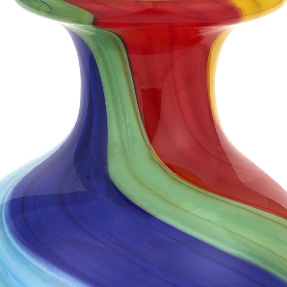 10" Rainbow Abstract Murano Style Glass Table Vase
