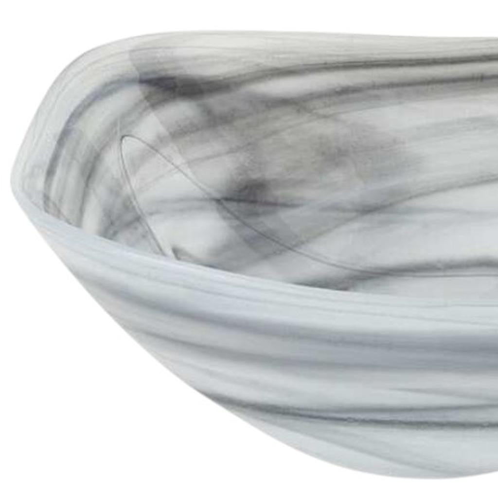 10" Gray And White Alabaster Glass Square Salad Bowl