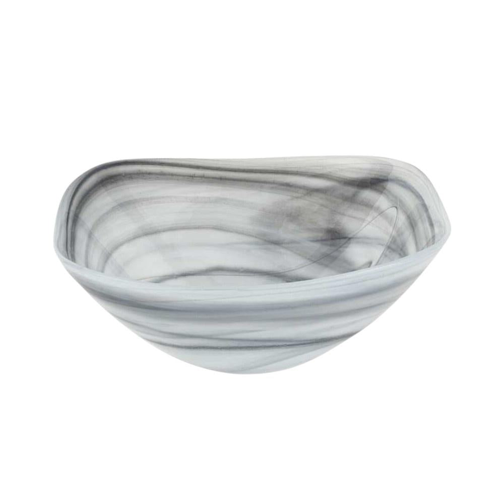 10" Gray And White Alabaster Glass Square Salad Bowl