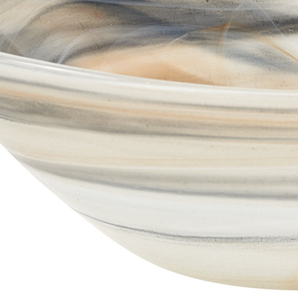 Set of Two 6" Taupe And White Alabaster Glass Square Candy or Nut Bowl
