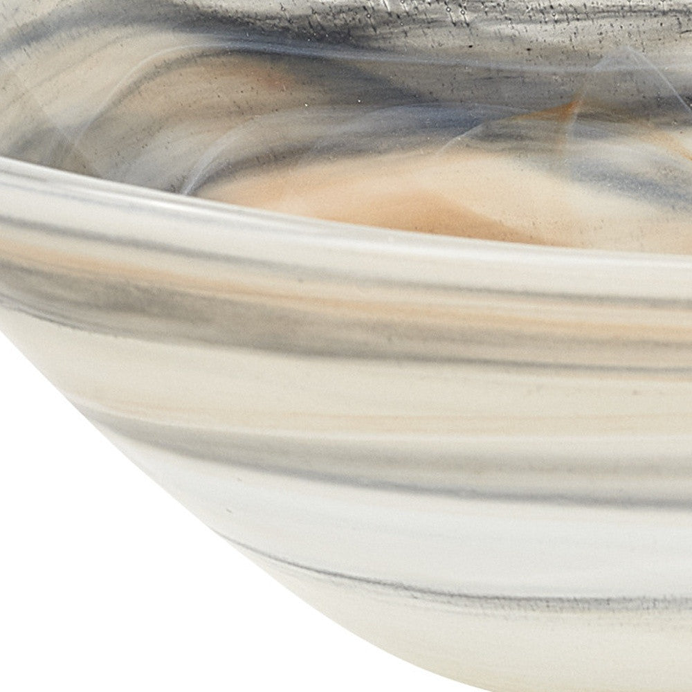 10" Gray Taupe And White Alabaster Glass Square Salad Bowl