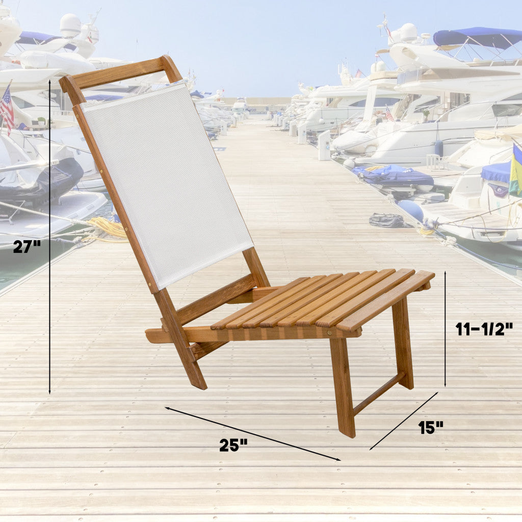 15" Brown and Natural Wood Solid Wood Outdoor Deck Chair