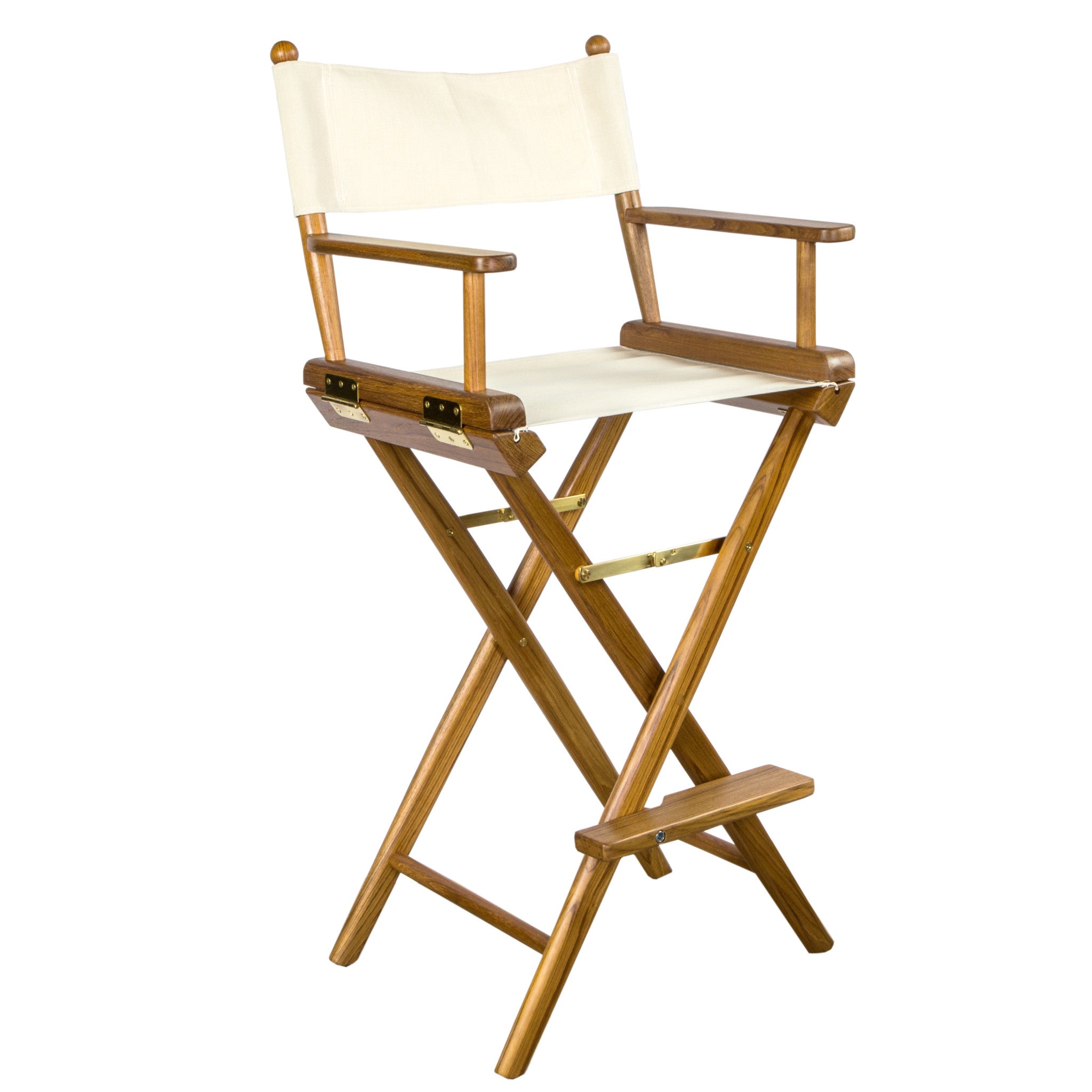 23" Ivory and Brown Solid Wood Indoor Outdoor Director Chair