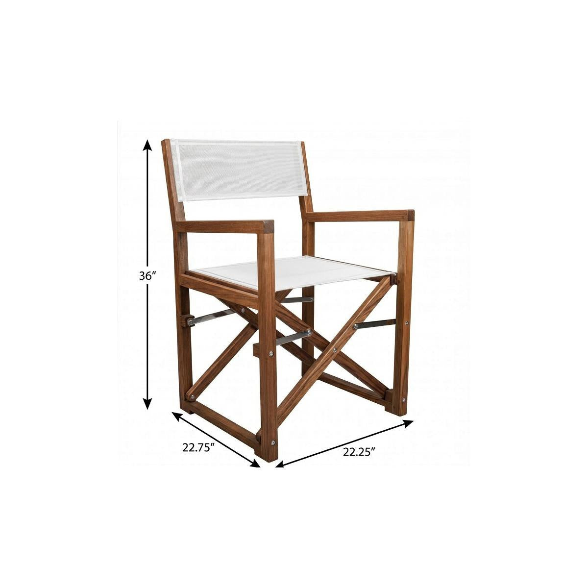 23" White and Natural Wood Solid Wood Indoor Outdoor Director Chair