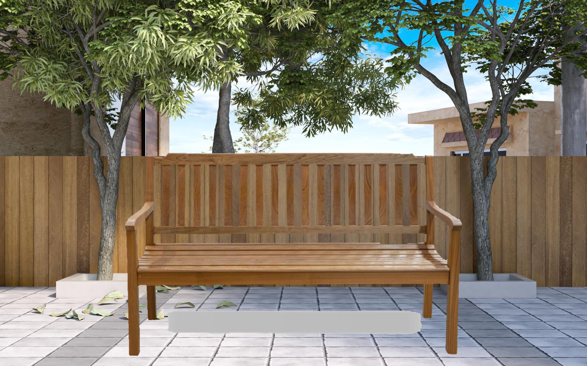 60" Teak Solid Wood Garden Bench