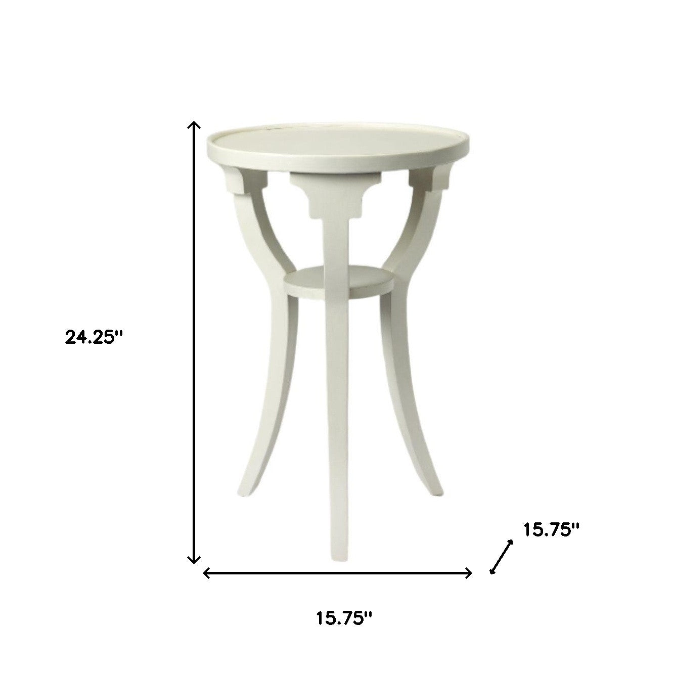 24" White And Cottage White Manufactured Wood Round End Table With Shelf