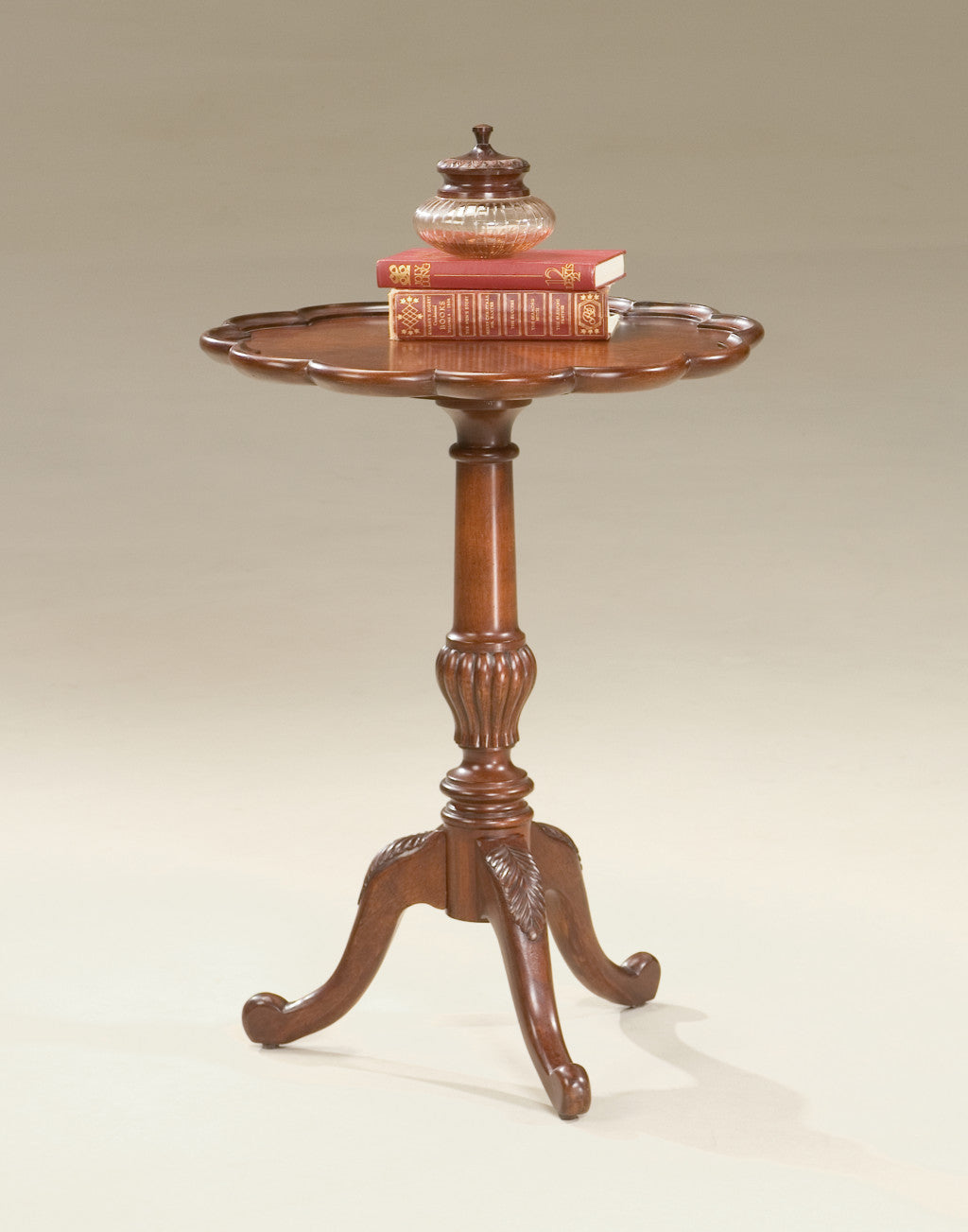 26" Dark Brown And Cherry Manufactured Wood Round End Table