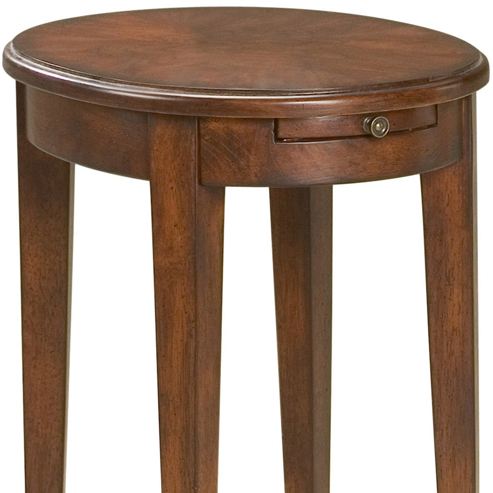 26" Dark Brown And Cherry Manufactured Wood Oval End Table With Shelf