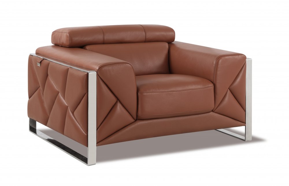 48" Black And Silver Italian Leather Club Chair