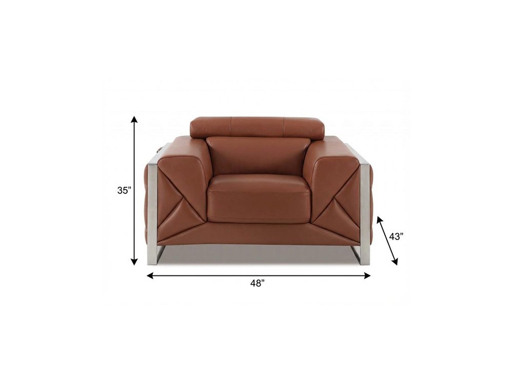48" Black And Silver Italian Leather Club Chair