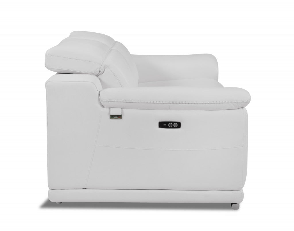 48" White Italian Leather Arm Chair
