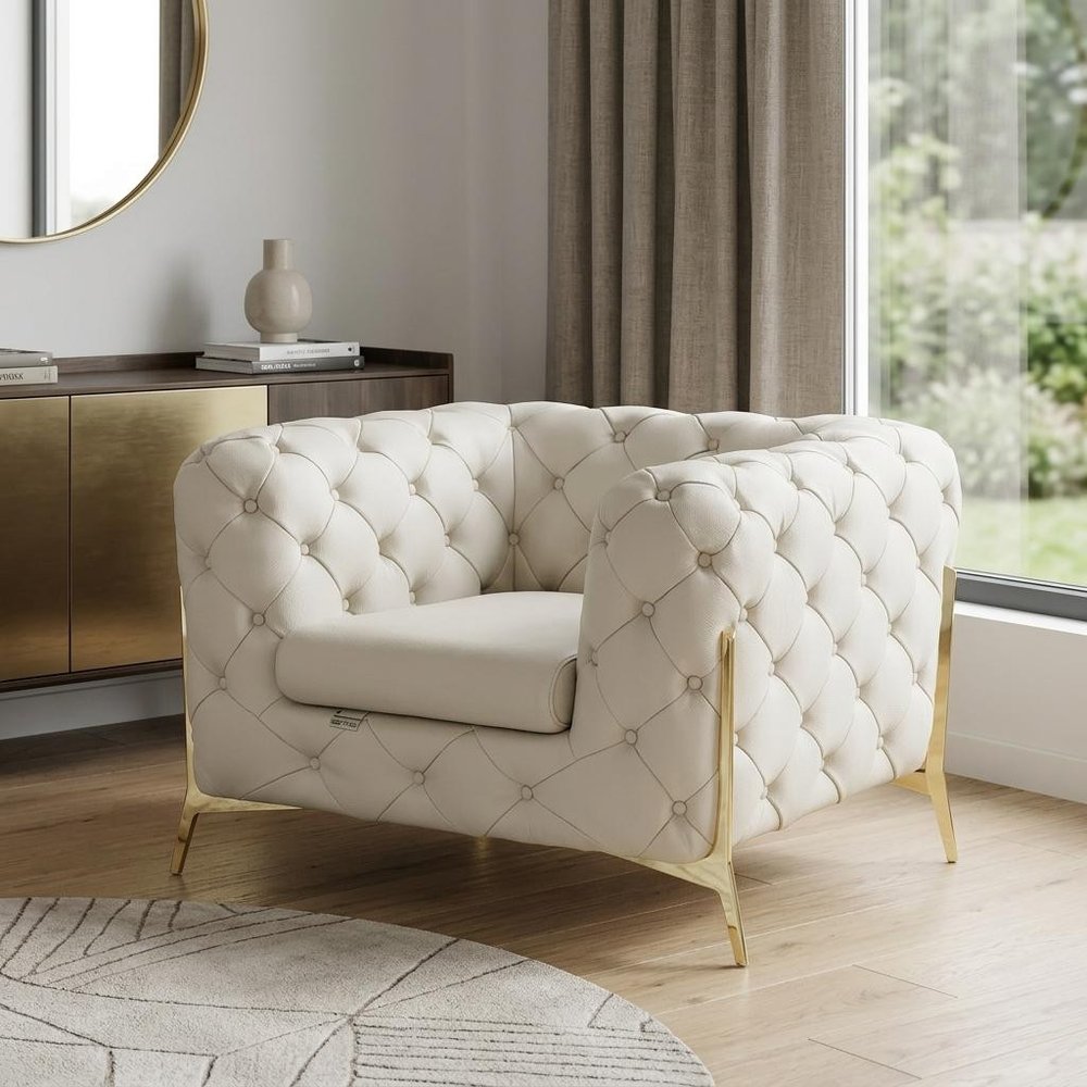 45" Black And Silver Italian Leather Tufted Chesterfield Chair