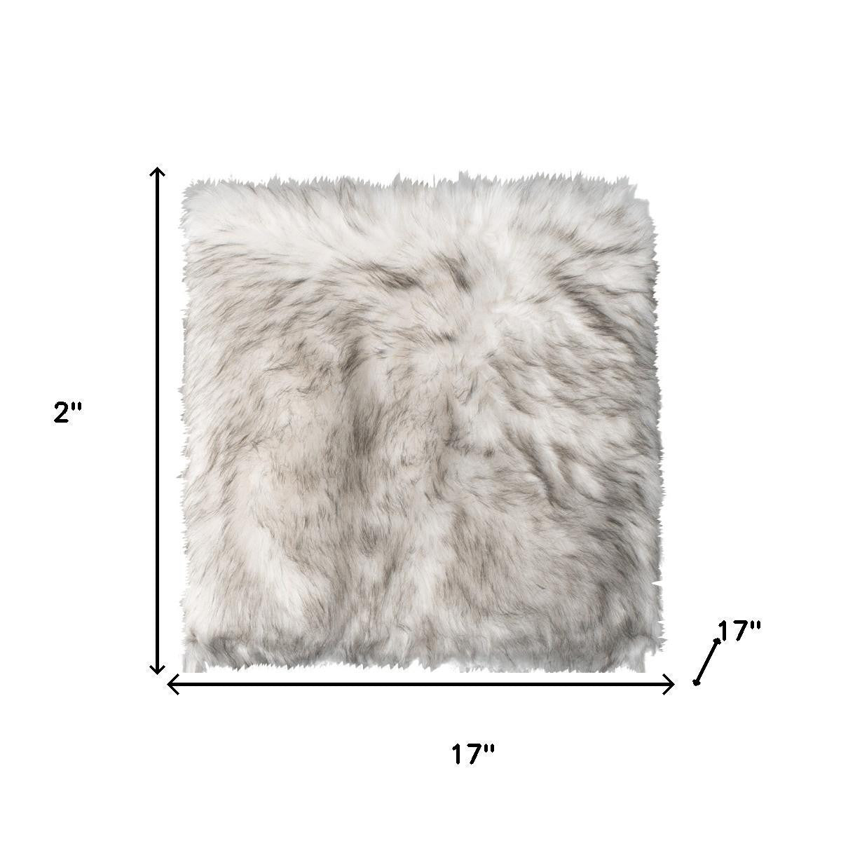 Set Of Two 17" X 17"  Ombre Grey Faux Fur Dining Chair Cushion Pads