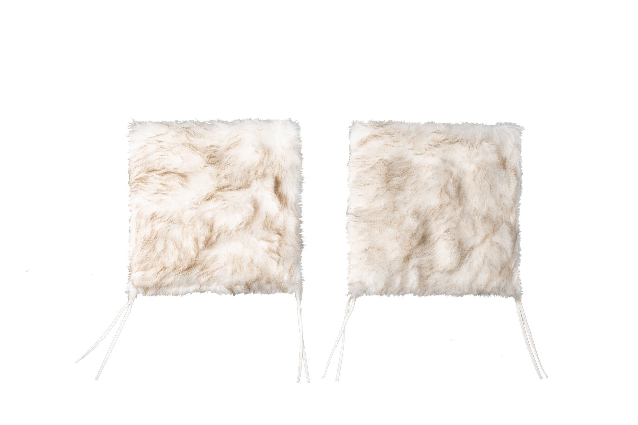 Set Of Two 17" X 17" Gradient Tan Faux Fur Dining Chair Pad