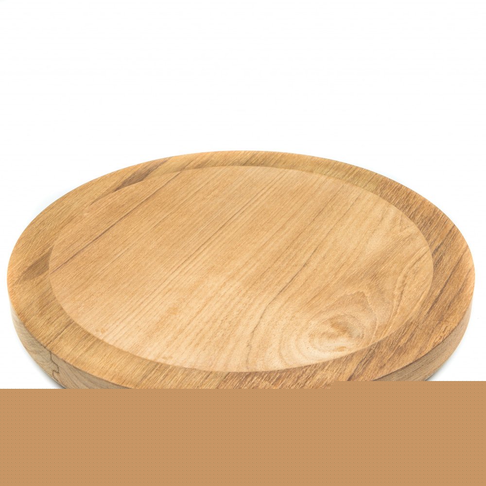 11" Brown Solid Wood Round Accent Mirror