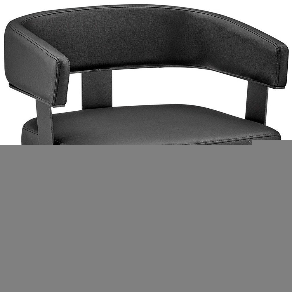 26" Black Faux Leather And Iron Swivel Low Back Counter Height Bar Chair